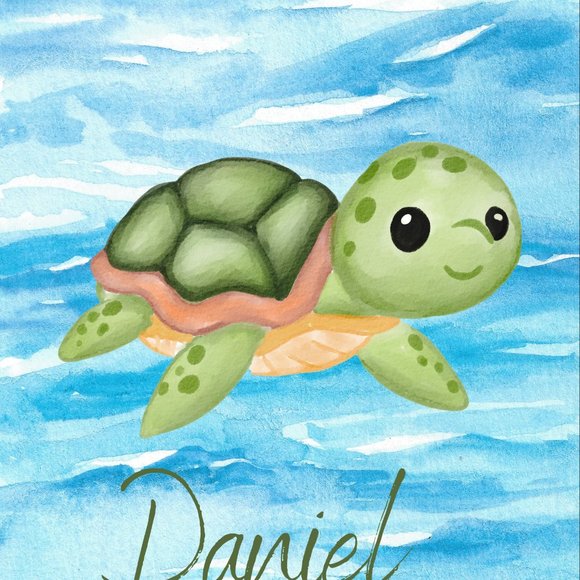 Custom Sea Animal Name Art For Baby and Children's Room 8x10 Canvas or Print - Picture 12 of 12